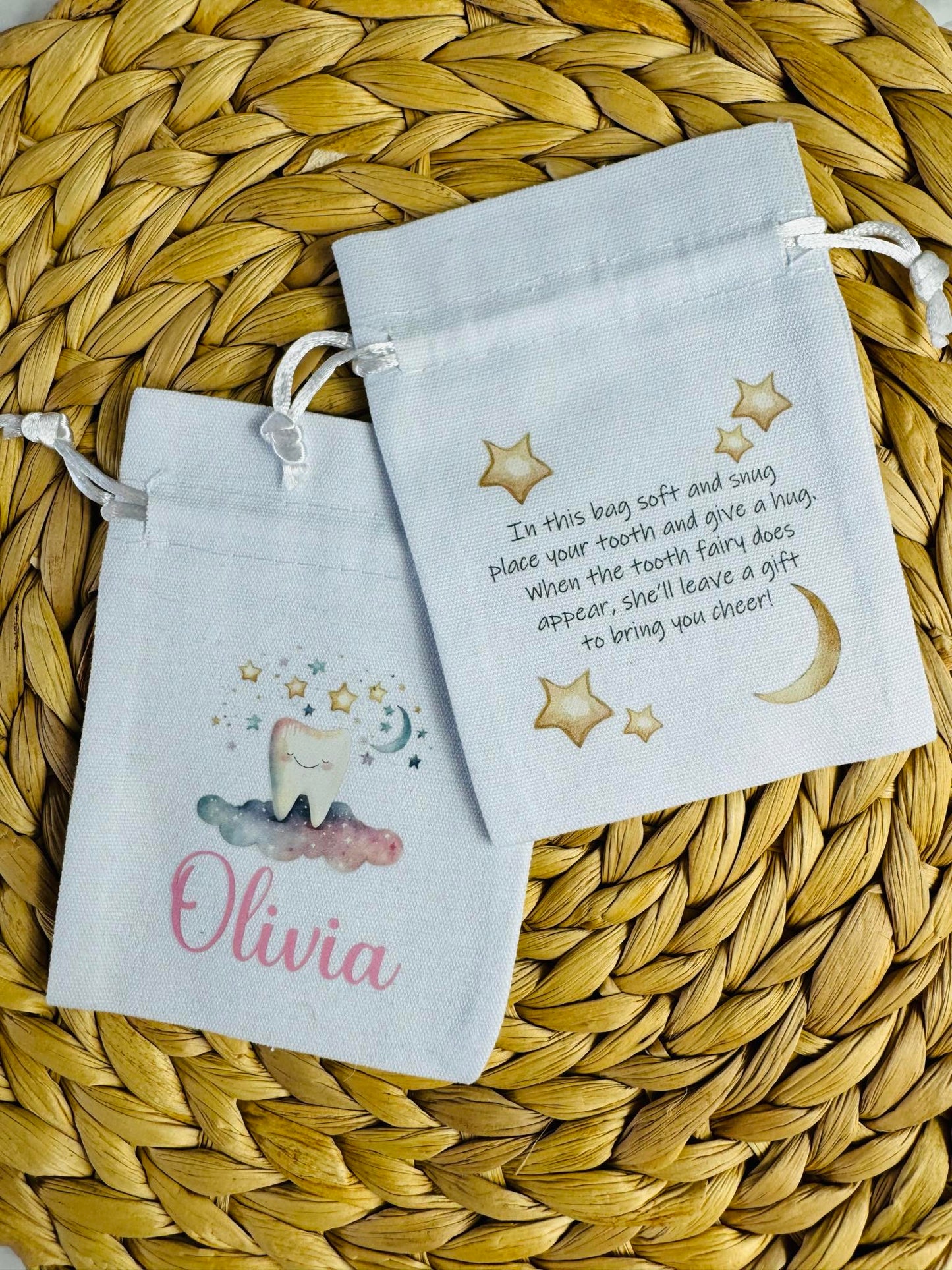 Personalised tooth fairy pouch, first tooth.