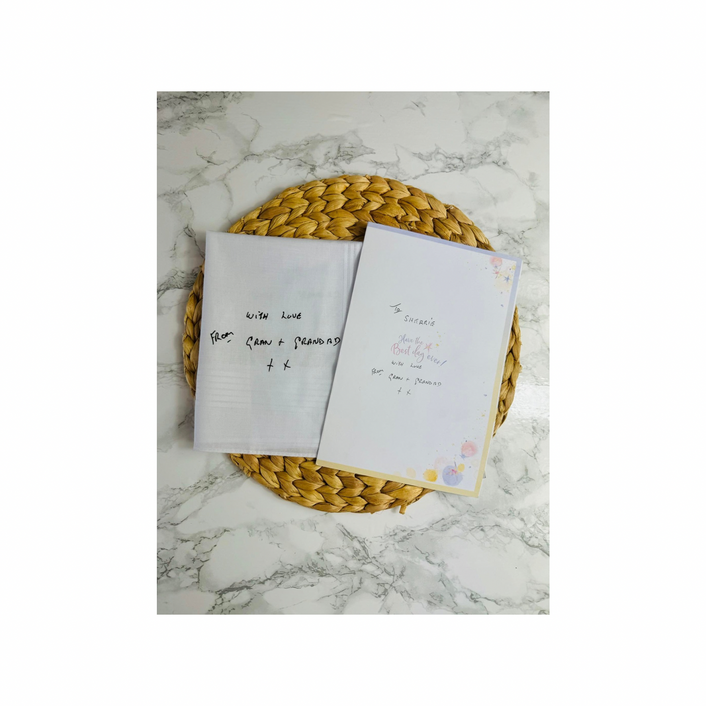 Personalised handwriting handkerchief.